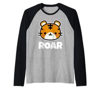 Roar Funny Kawaii Wild Animal Selva Safari Lindo Tigre Camiseta Manga Raglan