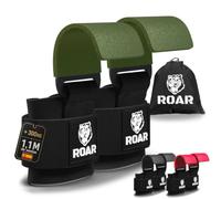 Roar Ganchos de Metal para Levantamiento de Peso con Barra, Agarres para Gym, Agarraderas, Correas de Agarre, Color Verde