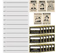 Roaring 20s Mug Shot Photo Booth Props - Fondo de tabla de alturas, carteles de cartel de deseado, paquete de 26 unidades