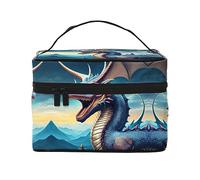 Roaring Dragon - Bolsa de cosméticos de viaje para mujer, (9 x 6.5 x 6.2 pulgadas), bolsa de cosméticos portátil de gran capacidad, bolsa de cosméticos grande para niñas, Negro -, Talla única
