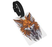 Roaring Fox Head - Etiquetas de equipaje con nombre y identificación, ideal para viajes, cruceros, mochilas, bolsas
