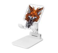 Roaring Fox Head - Soporte plegable para teléfono celular, ángulo ajustable, altura de escritorio, portátil, compatible con todos los teléfonos inteligentes, estilo blanco