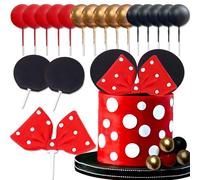 Roaring Good Time adorno de tarta ratón decoracion de tarta con orejas y lazo rojo para cumpleaños de niña babyshower party supplies