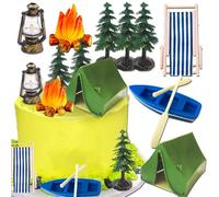 Roaring Good Time Decoración para cupcakes de fiesta de camping, árbol de oso, tienda de campaña, decoración de pastel de camping para suministros de fiesta de camping