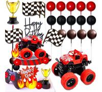 Roaring Good Time monster truck rojo cake topper monstruo camión cupcake toppers para decoraciones de fiesta monster truck monster truck decoraciones de cumpleaños