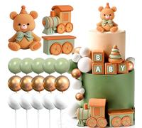 Roaring Good Time oso verde salvia decoracion de pastel babybear natural babyshower cake topper osos tren decoracion de pastel babyshower cumpleaños decoracion de pastel