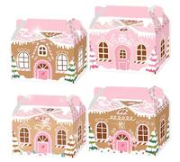 Roaring Good Time rosa navidad mini casitas de jengibre cajas de regalo delicias bolsas de regalo fiestas invernales adornos decorativos eventos navideños
