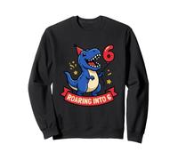 Roaring Into 6 Dinosaurio T Rex 6º Cumpleaños Niños Niños Seis Sudadera