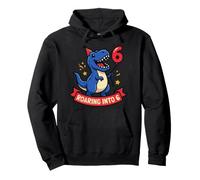 Roaring Into 6 Dinosaurio T Rex 6º Cumpleaños Niños Niños Seis Sudadera con Capucha