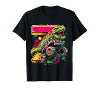 Roaring Into 7 - Dinosaur Monster Truck 7th Birthday Boy Camiseta