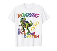 Roaring into Kindergarten Dinosaur Kids Day Back to School Camiseta