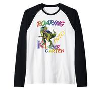 Roaring into Kindergarten Dinosaur Kids Day Back to School Camiseta Manga Raglan