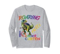 Roaring into Kindergarten Dinosaur Kids Day Back to School Manga Larga