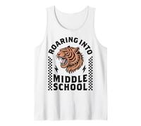 Roaring Into Middle School Boy Funny Tiger 1er Día 6to Grado Camiseta sin Mangas
