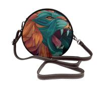 Roaring Lion's Head - Bolso cruzado redondo de piel para mujer