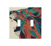 Roaring Lion's Head - Placa de pared abstracta de doble banda, tamaño estándar, 11,4 x 11,4 cm