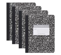 Roaring Spring Cuadernos de composición, paquete de 4, rayados universitarios, 80 hojas, papel blanco número 15, 9.75 x 7.75 pulgadas, fabricado con orgullo en Estados Unidos, tapas de mármol negro