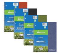 Roaring Spring Paquete de 4 cuadernos de un sujeto, papel biobasa Earthtones, 11 x 8.5 pulgadas con rayas universitarias con márgen, fabricado en los Estados Unidos, Asst. Covers