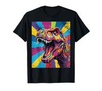 “Roaring T Rex” Colorful Pop Art Dinosaur Graphic Design Fun Camiseta