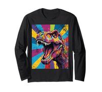 “Roaring T Rex” Colorful Pop Art Dinosaur Graphic Design Fun Manga Larga
