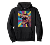 “Roaring T Rex” Colorful Pop Art Dinosaur Graphic Design Fun Sudadera con Capucha