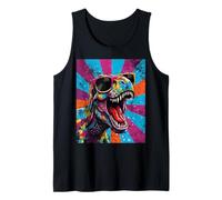 Roaring T Rex Colorful Pop Art Dinosaur Graphic Kids Boys Camiseta sin Mangas