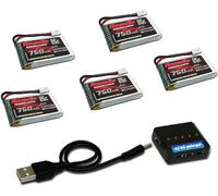 ROARINGTOP 3.7 V Lipo Battery 750mAh 25C 5 Pack Lipo Batteries with Molex Plug 5 in 1 Charger for Syma X5 X5A X5SW X5C X5C1 RC Quadcopter Drone Spare Parts