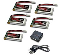 RoaringTop 5 unidades 3,7 V 420 mAh 25 C Lipo con cargador 5 en 1 para aviones RC, modelos de aviones, microdrones, cuadricópteros
