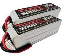 RoaringTop Batería Lipo 5S 5000mAh 35C 18.5V RC Lipo Batería sin enchufe (cable de salida) para avión modelo F3A (2 paquetes)