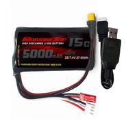 RoaringTop Batería recargable de iones de litio de 7,4 V, 5000 mAh, 2S, con conector XT30 y JST, 1 cable de carga USB, apto para transmisor TX16s RC4GS y RC6GS