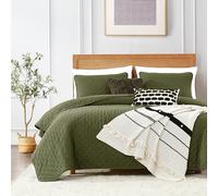 ROARINGWILD Juego de Ropa de Cama tamaño California King con 2 Fundas de Almohada, Colcha Ligera de Gran tamaño, Color Verde Oliva, para Todas Las Estaciones, 3 Piezas, 118 x 106 Pulgadas