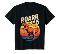 ROARR I'm 5 - Dinosaurio para Quinto cumpleaños, diseño Vintage de Atardecer Camiseta