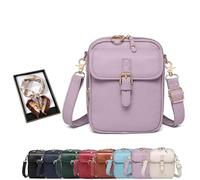 Roarrave Crossbody Leather Bag, Women’s 2025 Vintage, Anti Theft Shoulder Bags, Built in Wallet with Card Slots (purple)