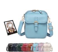 Roarrave Crossbody Leather Bag, Women’s 2025 Vintage, Anti Theft Shoulder Bags, Built in Wallet with Card Slots (light blue)