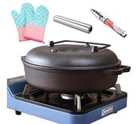 Roasting Pan - Juego de tostadora de patatas dulces con tapa resistente al calor con clip y guantes, sartén para horno para cocinar en casa, cocina, maíz, barbacoa, alimentos vegetales, 12 x 9,85 x