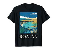 Roatán Honduras Bahía del Caribe Puerto de Cruceros Arte Vintage Camiseta