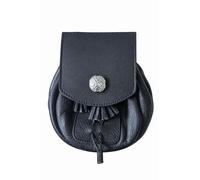 Rob Roy Sporran hecho a mano de cuero negro con juego de cadena, falda escocesa tradicional Sporran