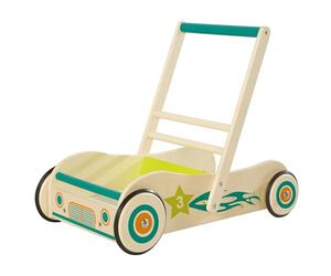 roba Andador para Bebé Fun Car, Ayuda para Caminar, con Freno, se Puede Usar como Carrito de Muñecas, para Niñas y Niños, Madera Natural / Verde