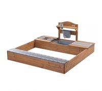 roba Arenero de Madera con Cocina de Juegos Integrada - Madera Maciza Certificada FSC - Arenero para Niños a Partir de 12 Meses - Marrón/Teca