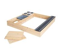 roba Arenero Street & Play de Madera - Diseño con Calle, Placa de Cocina, Bañera de Juego - Arenero Grande con Cubiertas de Madera Resistente a la Intemperie - Natural/Negro