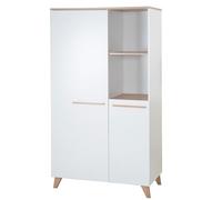 roba Armario infantil de 2 puertas Leon - Tiradores y patas de madera maciza de alta calidad - Armario con dos compartimentos abiertos - Blanco/Decoración Othello Roble
