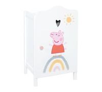 roba Armario para Muñecas Peppa Pig con Barra de Colgar y Estante - Diseño de Cerda y Arcoíris - Altura 52 cm - Puerta con Perforación en Forma de Corazón - Rosa/Blanco