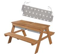 Roba Asiento Infantil para Exteriores + con bañera y cojín de Asiento, Resistente a la Intemperie, Madera Maciza, Mesa de Barro
