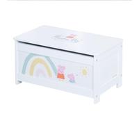 roba Banco-Cofre de Juguetes Peppa Pig para Niños de Madera - Banco de Almacenamiento con Bisagra de Cierre Suave - A partir de 18 Meses - Diseño de Cerda - Blanco/Rosa