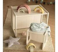 roba Banco Infantil 2en1 de Madera con 2 Alturas de Asiento Ajustables - Convertible en Mesa o Escritorio Infantil 57 x 44 cm - Capacidad Máx. 60 kg - Estilo Campestre - Beige