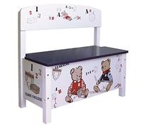 roba Baumann Banco para niños 'Teddy College', banco -baúl en madera solida y DM lacado con pinturas no toxicas y con termo imprimaciones, Baúl con cierre ralentizado por amortiguador