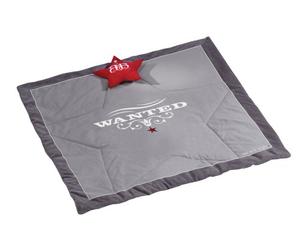 roba Baumann Manta de juegos roba, diseño 'Rock Star Baby 1', alfombra de juego acolchada para bebé / apropiada para parques de 100x100cm, 100% algodón, incluye elementos de juegos para bebés