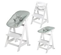 roba Born Up 2 en 1 Trona Evolutiva con Hamaca Reclinable para Recién Nacidos, Madera Lacada, desde el Nacimiento hasta 70 kg, Asiento y Reposapiés Ajustables, Blanco/Verde