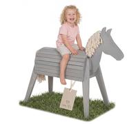 roba Caballo para exteriores de madera maciza, barnizado en gris, resistente a la intemperie, caballo de madera para el jardín, caballo volteador para montar a caballo, escalada y gimnasia