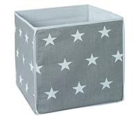 roba Caja de Almacenamiento para Niños - Little Stars - Contenedor de lona de Tela para Juguetes - Decoración para Habitación Infantil - Gris/Estrellas Blancas